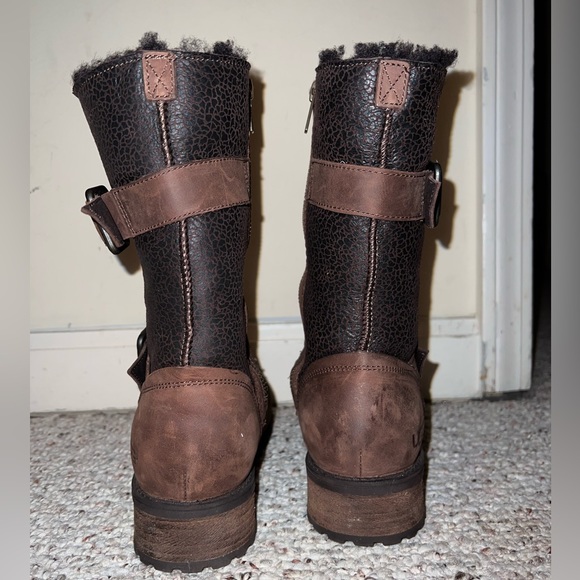 NWT UGG ”Oregon” Moto Heeled Mid Calf Leather Boots - Picture 12 of 16